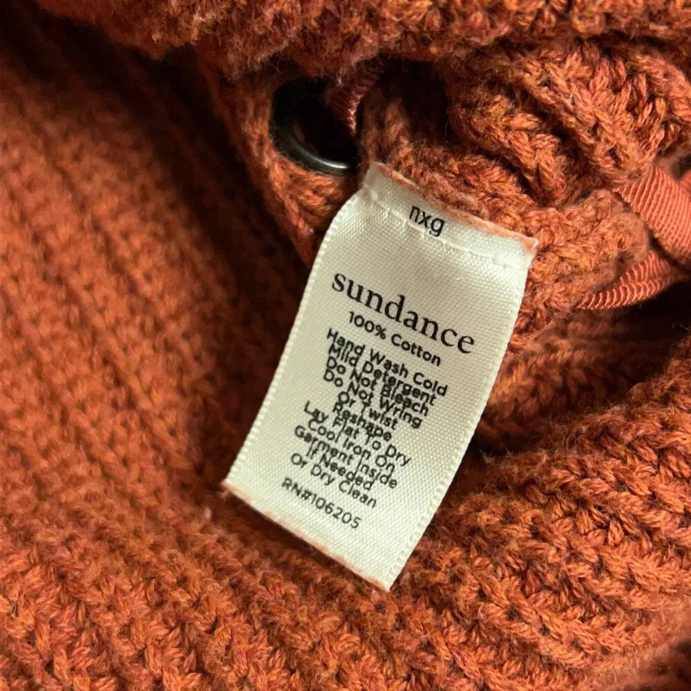 Sundance Womens‎ Sweater Extra Small Orange Ribbed Side Lace Up Boho Cozy Fall